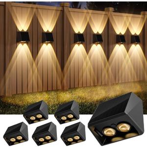 Solar Fence Lights, 8 Pack Outdoor Up & Down LED Fence Light Solar Powered with 11 Colors & 13 Modes IP65 Waterproof Wall Lights Warm White/Cool White/RGB Color Changing for Outside Patio Yard