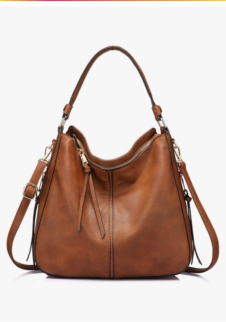 Realer Hobo Crossbody Bags for Women Designer Faux Leather Hobo Handbags Retro Large Size Shoulder Bag Bucket Purse