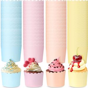 Tanlade 100 Pieces Baking Cups Cupcake Wrappers for Muffins 5.5 oz Multi Color Baking Cups for Desserts Baby Showers Birthday Party Celebrations (Pastel Color)