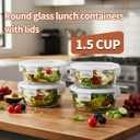 12oz Round Glass Food Containers With Lids, Small Round Glass Meal Prep Containers set,1.5 Cup Small Clear Food Storage Bowls BPA-Free, Microwave, Dishwasher, Freezer SafeWhite