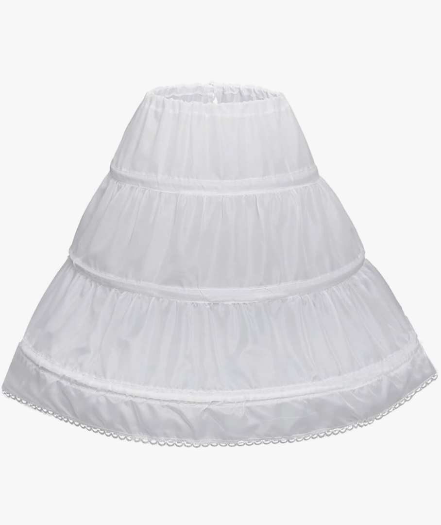 Abaowedding Girls' 3 Hoops Petticoat Full Slip Flower Girl Crinoline Skirt, White
