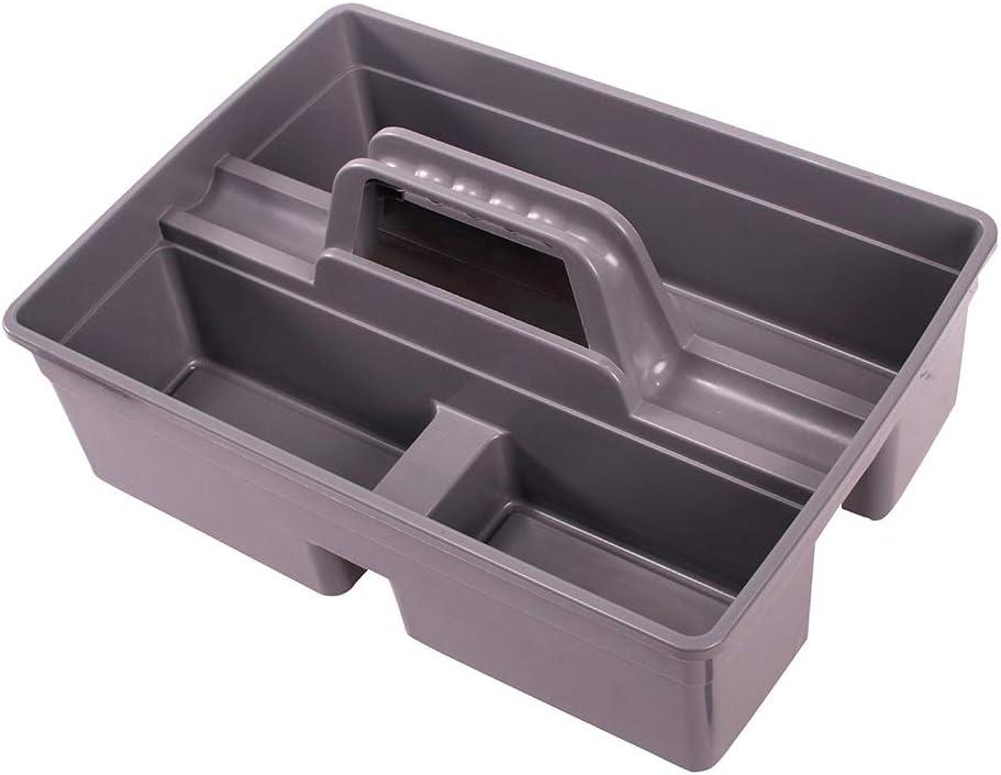 Jiaan Plastic Storage Tray Tote- Versatile Multiuse Caddy with Attached Portable Handle to Organize and Carry Tools 14.9 10.8 4.5 inch High Capacity (Gray)