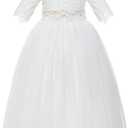 Eyelash Lace A-Line Tulle Junior Flower Girl Dress Communion Baptism 160