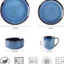 LERATIO Ceramic Dinnerware Sets for 4,16-Piece Reactive Glaze Plates and Bowls Set with Mugs,Highly Chip and Crack Resistant | Dishwasher,Microwave & Oven Safe Dishes set-Blue