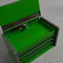 P.I.T. Mini Green Tool Box, Portable 3 Drawer Steel Stackable Tool Box with Magnetic Tab Locking, Green Micro Top Chest with Liner for Tools Storage and Organizers, Home DIY