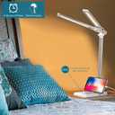 Semlos Dual Head LED Desk Lamp, Eye-Caring Table Lamps, 5 Lighting Modes & 5 Brightness Levels, Touch Control, Dimmable Desk Light for Home Office, White Reading Light, Adapter Included