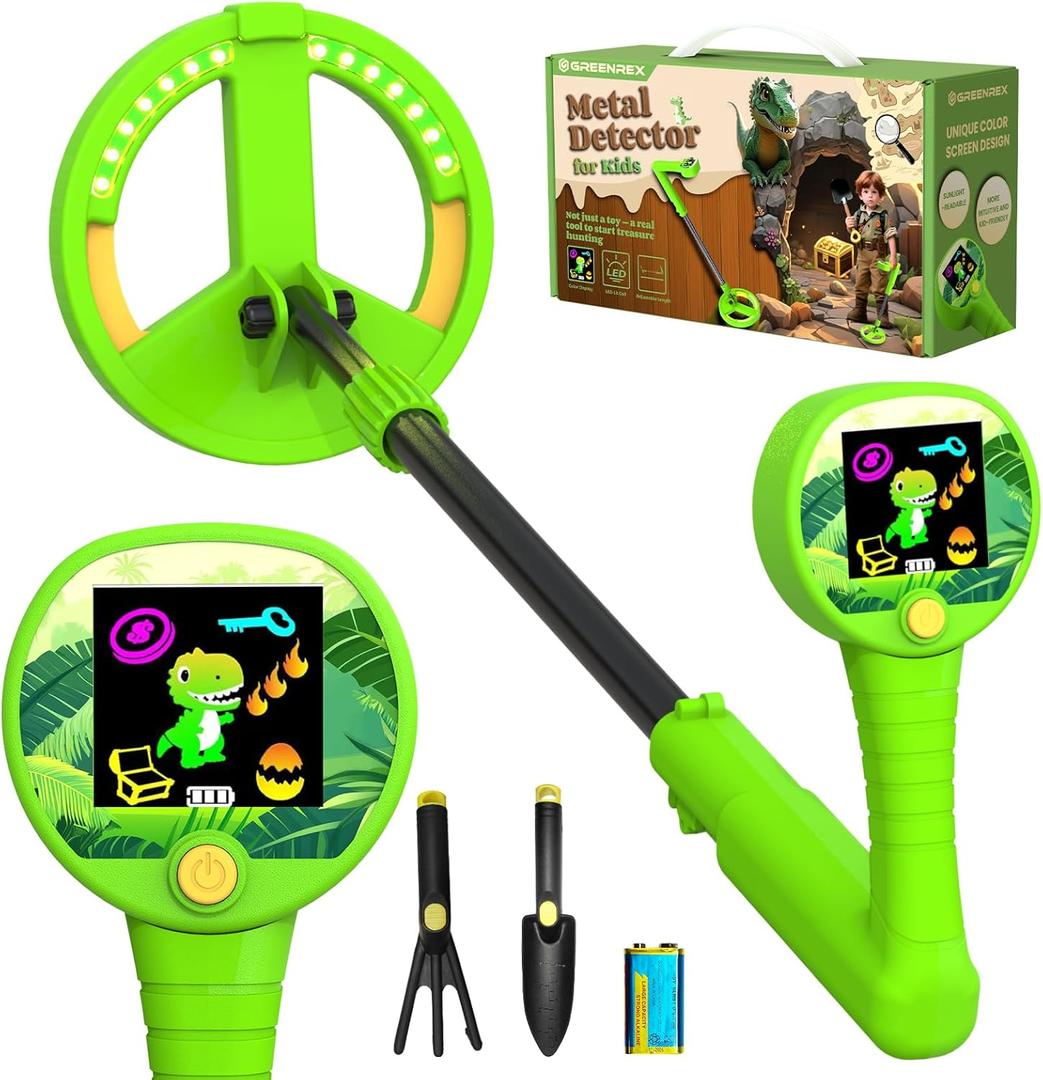 Metal Detector for Kids, Intuitive Color LCD Display, 6.7 Glowing LED Coil, Kid-Safe Lightweight with Adjustable Handle & 4 Precision Deepth, Perfect Educational Gift for Kids Ages 3-12