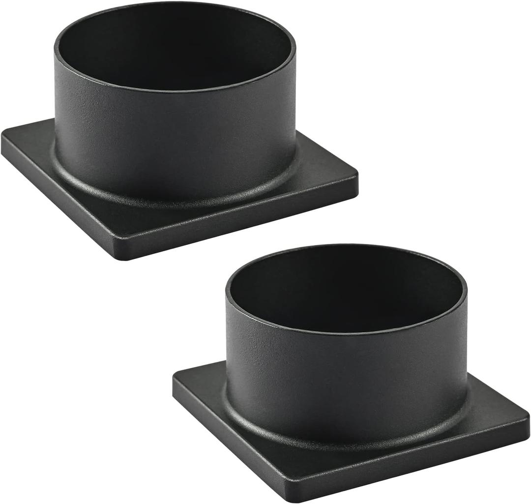 2 Pack Black Cast Aluminum Pier Base Adapter for 3" Diameter Stub Post, Outdoor Deck Porch Patio Accessory Mount