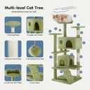 DUMOS 54-inch Cat Tree Tower with Scratching Posts, Indoor Use
Multi-Level Pet House for Large Cats with 2 Condos, Round Platform, Small Ladder and Toys, Green