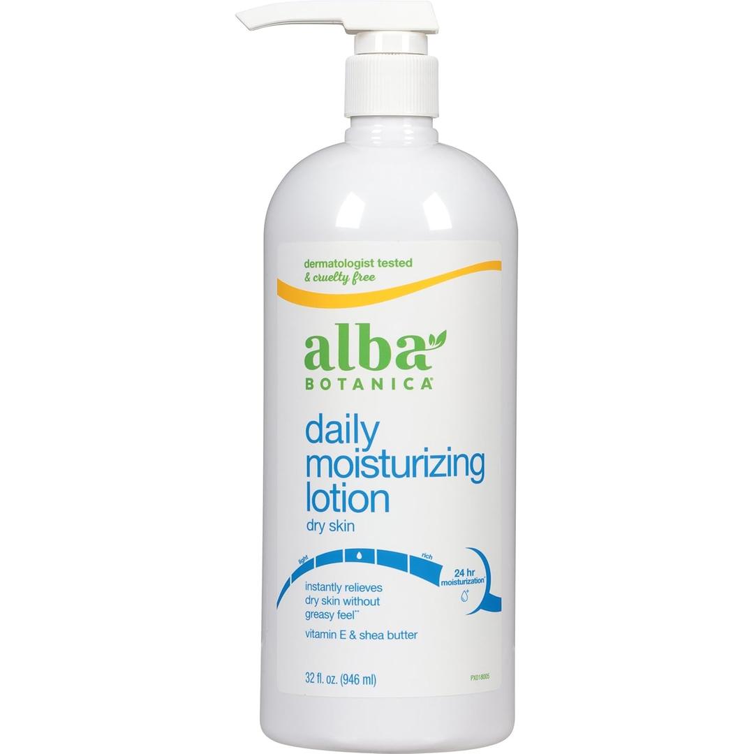 Alba Botanica Hydrating Moisturizing Lotion for Dry Skin with Vitamin E and Shea Butter, 32 Oz