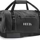 HEETA Waterproof Motorcycle Dry Bag, Waterproof Duffel Luggage Travel Bags with Zippered Closure & Pocket, Shoulder Straps, Large Space for Motorcycling Camping Commuting Boating (Black, 50L)