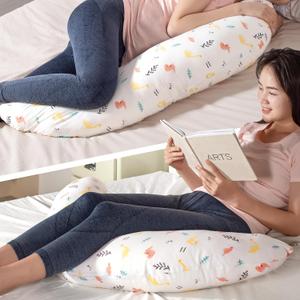 BYRIVER C Shaped Pregnancy Pillow with Cover, Knee Pillow for Side Sleeper Knees Legs HIPS Pain, Leg Pillow Elevation for Lower Back Pain, Versatile Small Body Pillow for Sleeping(Dino) (Large 39"(99CM), Baby Dinasour)