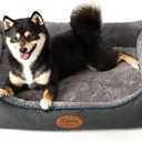Tidore Orthopedic Dog Bed Medium Size Dog, Durable Egg Crate Foam Sofa Dog Bed wit Washable Removable Cover,Waterproof Lining,Pet Bed for Large Dogs (Dark Grey-Velvet, 26.4" L x 21.7" W x 6.2" Th)