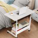 Adjustable Height Mobile Computer Desk for Small Space Rolling Writing with Wheels Corner Home Office Study Portable Bedrooms Work Size 31.5 Inch Storage Gaming Table, White D, 31.5" L x 15.75" W x 35.4" H