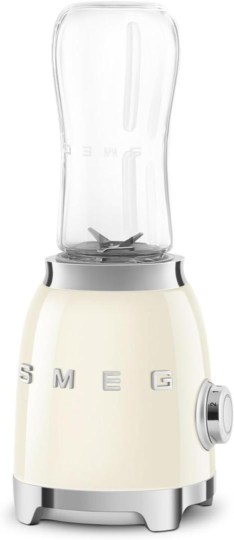SMEG 50's Retro Style Personal Blender with Backlit Knob and Two 600 ML BPA Free bottles PBF01CRUS Cream (Medium)