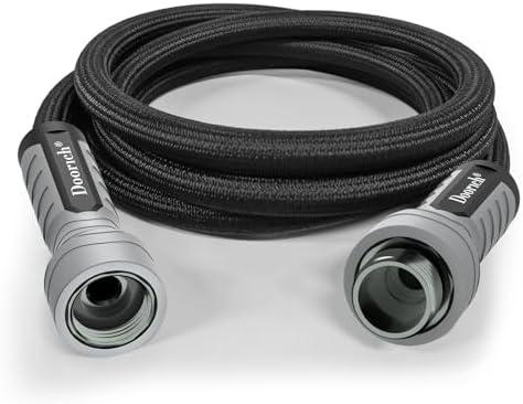 Doorich Garden Hose, Flexible Ultra Lightweight Durable, Kink-Free Water Hose - Non-Shrinking, Easy to Store, All-Weather, High-Pressure, Black (10 FT)