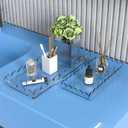 2 Pack Scalloped Acrylic Bathroom Vanity Tray for Counter Clear Acrylic Trays for Organizing Perfume Sponge Soap Makeup Storage Holder Toilet Tray Decor (Large: 11"L x 5"W + Middle: 8"L x 4"W)