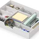 Simple Houseware Drawer Organizer Tray with 9 Adjustable Compartments, White
