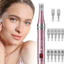 PELCAS Dermapen Microneedling Pen, Electric Microneedle Derma Pen LCD Display with 12pins 36pins Nano Needles Cartridges