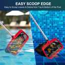 Pool Skimmer Net, Upgraded Pool Net Skimmer with Double-Layer Netting Bag, Larger Capacity Pool Nets for Cleaning Finest Debris, Thickened Frame Pool Leaf Net Reinforced with Grid Structure (Red)