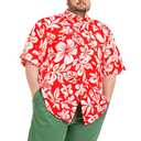 BRISIRA Big and Tall Hawaiian Shirts for Men Button Down Short Sleeves Beach Tropical Shirt (Red, XXL)