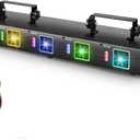 U`King Stage Laser Light, 5 Beam Sound Activated DJ Party Lights RGBYC LED Music Projector with Remote Control DMX for Dancing Birthday Bar Pub Stage ((22.6*6*2.8in))