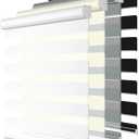 Blackout Cordless Zebra Blinds for Windows, Blinds for lndoor, Light Control, Easy to Instal, UV Protection, for Home, Offices and Door, Roller Shades, Custom Sizes,White, 24" W x 36" H