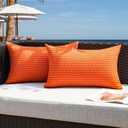 Kevin Textile Fall Outdoor Waterproof Throw Pillow Covers Pack of 2 Boho Farmhouse Decorative Lumbar Cushion Covers for Garden Patio Tent Balcony Bench Couch Sofa 12x24 Inch, Orange