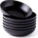 AmorArc 8.5 Inch Stoneware Pasta Bowls, 32oz Large Bowls Set of 6 for Kitchen, Wide Bowls for Pasta,Salad,Oatmeal, Microwave&Dishwasher Safe, Matte Black