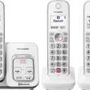 Panasonic Cordless Phone with Answering Machine, Link2Cell Bluetooth Home Phones, Voice Assistant and Advanced Call Blocking, Expandable System with 3 Handsets - KX-TGD863W (White)