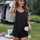 Ekouaer Silk Pajamas Set for Women Satin Backless Lingerie Pjs Cami Top and Shorts Nightwear (Large, Black)