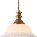 HDDFL White Glass Pendant Lights Modern Pendant Lighting Fixtures 11.8 in Hanging Lamp for Kitchen Island Bedroom Dining Room Coffee Shop Hallway Hotel Living Room, White and Brass