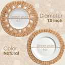 MIXUMON Woven Placemats Round, Natural Water Hyacinth Wicker Placemat for Dining Table, Large Handmade Woven Placemats Heat Resistant Non-Slip (13" - Set of 6)