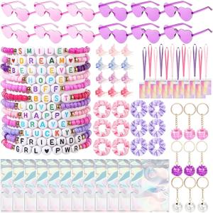 96 Pcs Kpop Party Favors, Friendship Popular Singer Party Gift with Sunglasses Bracelets Hair Ties Lanyard Card Holder Disco Keychain Kpop Goodie Bags for Women Girls Fans 80s Y2k Kpop Birthday Decor