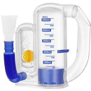Incentive Spirometer Breathing Exercise Device for Lungs, Lung Exerciser Device, 5000ml Capacity for Deep Steady Inhalation Practice with Airflow Indicator