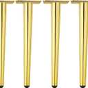 Osring 14 Inch Furniture Table Legs Golden, Steel Round Tapered Modern Sofa Feet, Straight Metal Furniture Legs Hardware for Cabinet and Couch, 4 Pack