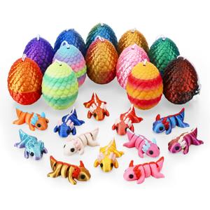 12 Pcs Mini 3D Printed Animal with 12 Pcs Mini Easter Eggs, Cute 3D Printed Axolotl Figurines Set Home Office Decor Easter Birthday Gifts Stress Relief Fidget Toys