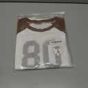 BAIGRAM Women Colorblock Raglan Short Sleeve 80 Letter Graphic Crop Tee Shirt Crewneck Slim Y2K Aesthetic Preppy Summer Tops Brown (White, L)