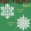 6pcs Large White Snowflakes Ornaments 12 Big Plastic Glitter Snowflake for Winter Indoor Outdoor Christmas Tree Window Room Decorations Giant Craft Snowflakes