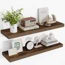 36 Inch Floating Shelves, 36"x9.25"x1.5" Inch Deep Floating Shelves for Wall, Wooden Shelves for Bathroom, Bedroom, Living Room, Brown, 2 Pieces