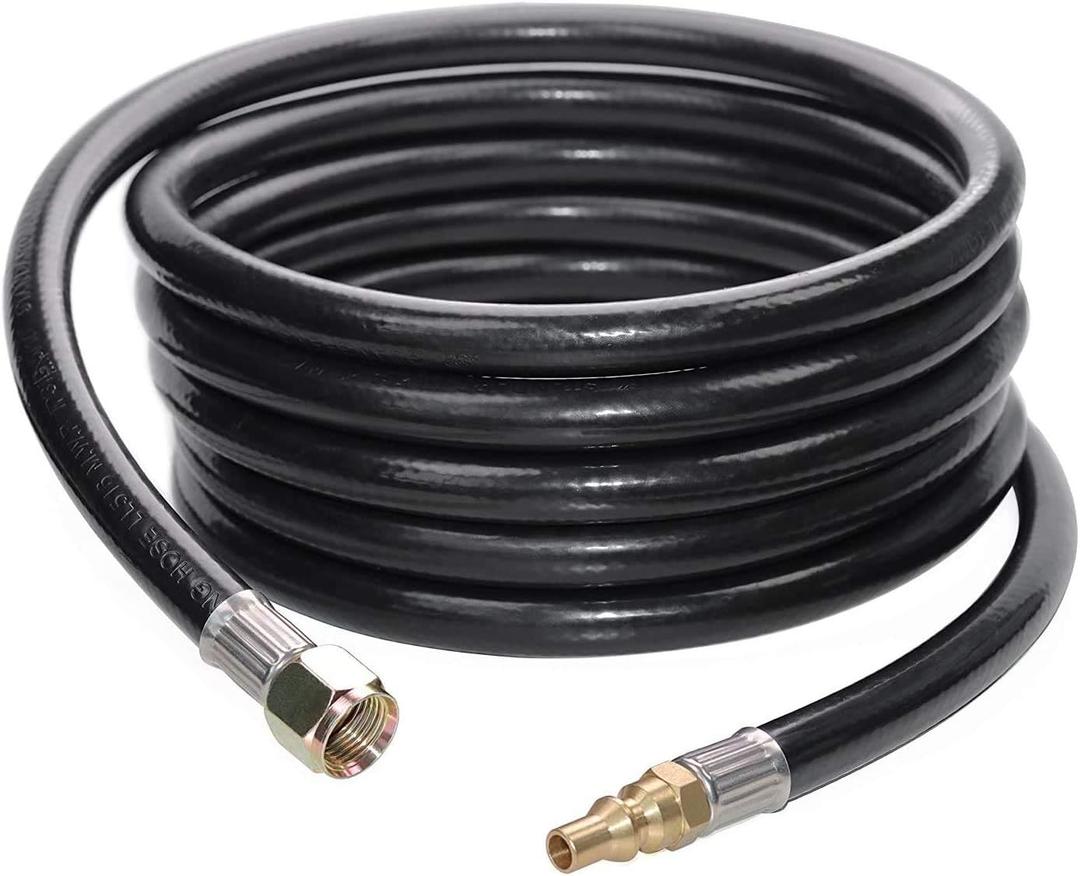 DOZYANT 24 FT Quick Connect Propane Hose for RV to Grill, RV Stove Hose Connection, BBQ Quick Release LP Gas Line for Camp Chef - 3/8 Female Flare Fitting x 1/4 Full Flow Quick-Connect Male Plug