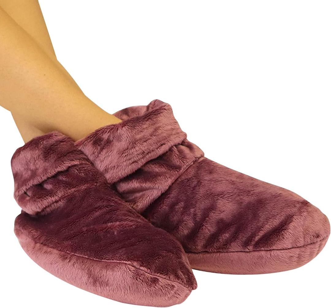 Mars Wellness Heated Microwavable Booties - Microwavable Socks Heated Booties for Women and Men - Herbal Hot/Cold Deep Slippers Women (Mauve) (Pack of 1)