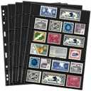 Cindeer 20 Sheets Stamp Pages Collector Album Binder Standard 9 Hole Binder Sleeves for Stamps Collecting Supplies(6 Rows)