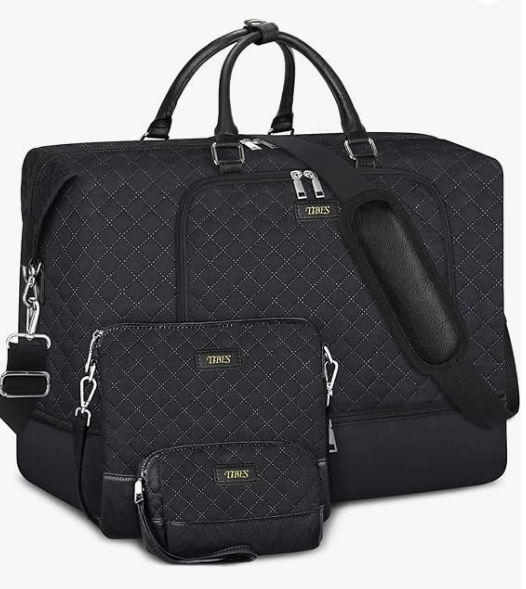 Travel Weekender Bag for Women, Overnight Bag with Shoe Compartment, Oversized Travel Duffel Bag Carry On Tote with Trolley Sleeve 21" for Weekend Travel Business Trip