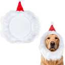 Heliltd Christmas Dog Santa Hat Collar Adjustable Large Dog Holiday Costume Soft Plush White Fur Neck Accessory with Red Hat for Christmas Festive Winter Photos Party Pet Dress Up