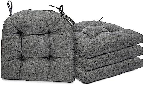 Kyaringtso Chair Cushions for Dining Chairs, 4 Pack Soft and Comfortable Chair Cushions Pads with Ties, Seat Cushions for Kitchen ChairsDining Room (4 Pack 17x16, Dark Gray)