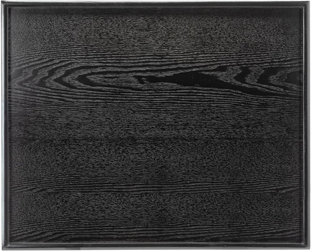 24 x 20 Inches Extra Large Solid Wood Serving Tray for Tea Coffee Table Snack Food Meals Serving Plate Kitchen Party Bar Breakfast Server with Raised Edges Black Wooden Decorative Ottoman Tray