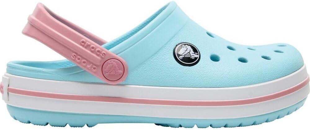 Crocs Kids Crocband Lightweight Slip-On Clogs (5 Big Kid, Ice Blue/White)
