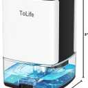 ToLife Dehumidifier 30 OZ Water Tank with Auto-Off 500 sq.ft Portable Small Dehumidifiers for Home Bathroom Bedroom RV Closet Room 7 Colors LED Light, White