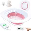 Electric Sitz Bath, Sitz Bath for Hemorrhoids, Sitz Bath for Toilet Seat, Sitz Bath for Postpartum Care, Sits Bath Kit for Women, Automatic Flushing, Foldable, Fits Universal Toilet (Pink Electric)